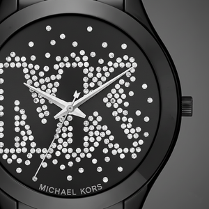 Michael Kors MK3589 Runway Slim Women’s Black Crystal Dial Stainless Steel Watch - Luxury Hub Store