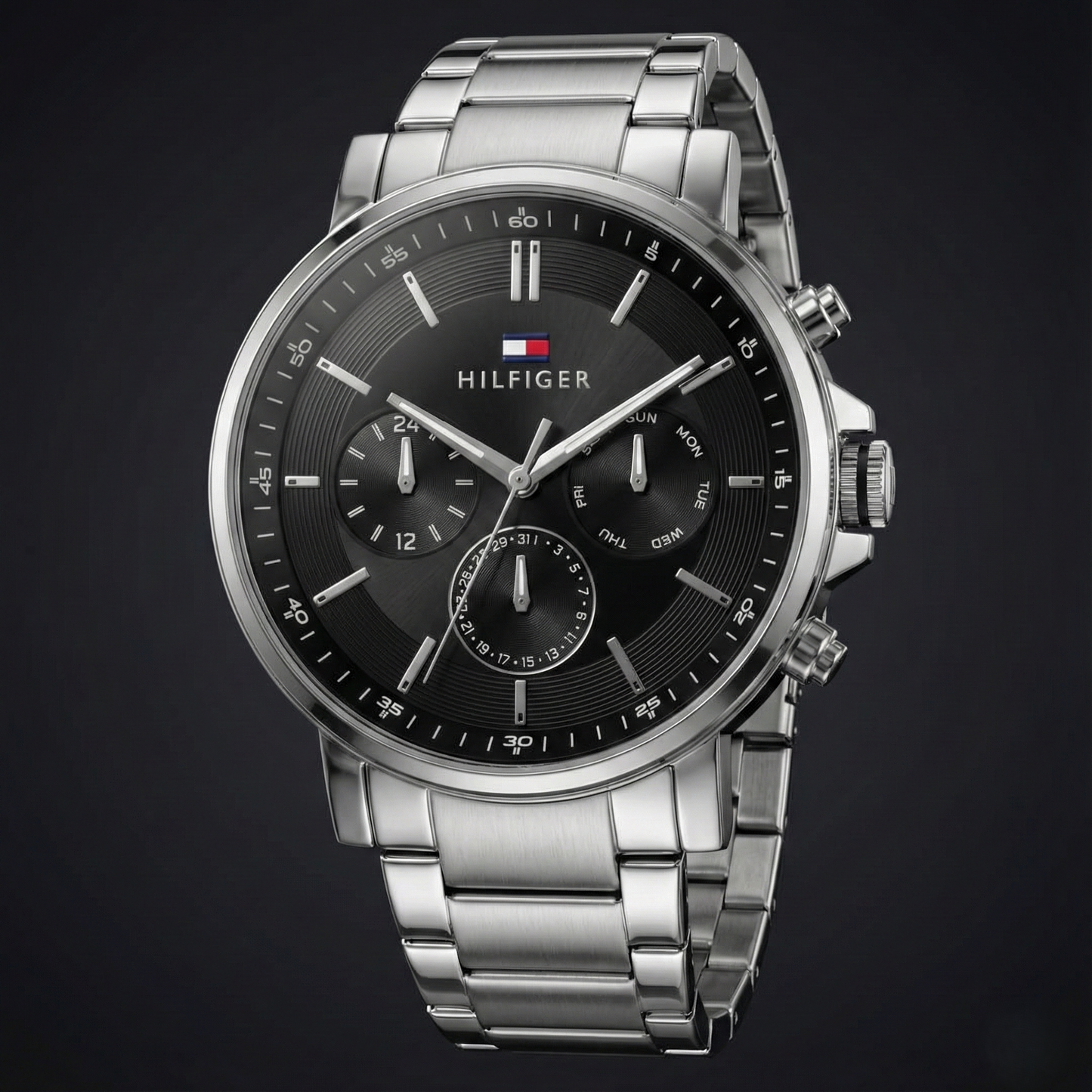 Tommy Hilfiger 1710667 Men’s Chronograph Watch – Black Dial & Stainless-Steel Bracelet