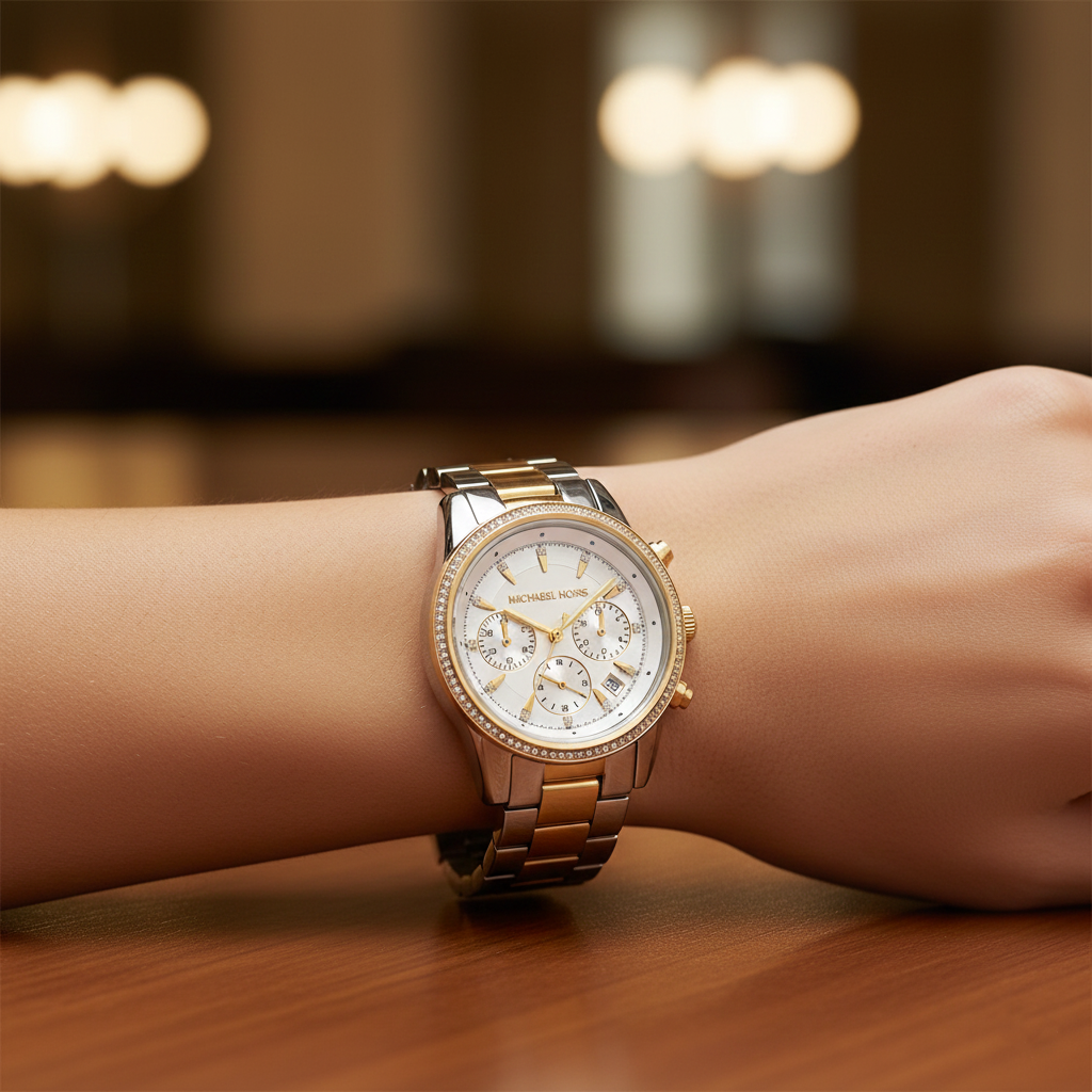 Michael Kors Ritz MK6474 Women’s White Dial Two-Tone Bracelet Multi-Function Watch - Luxury Hub Store