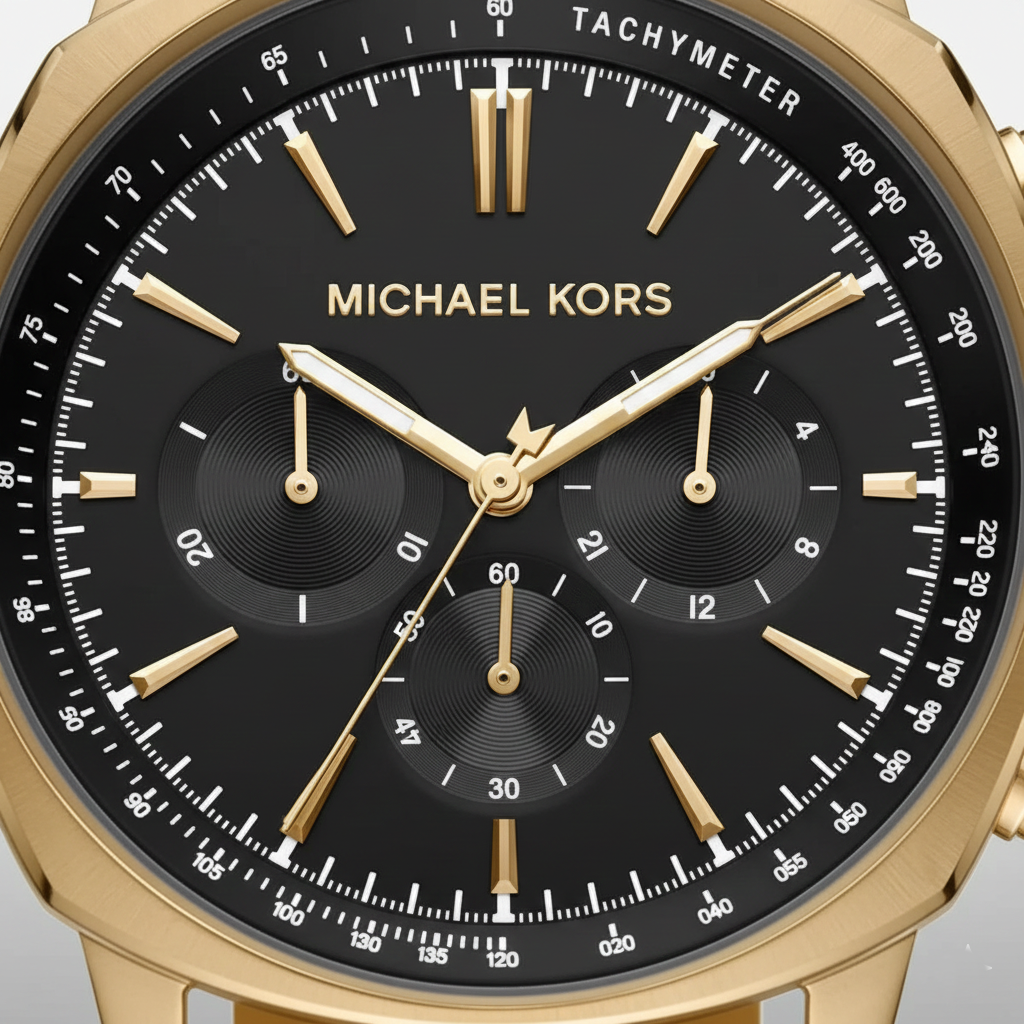Michael Kors MK8969 Men’s Black Dial Gold Stainless Steel Sullivan Chronograph Watch - Luxury Hub Store