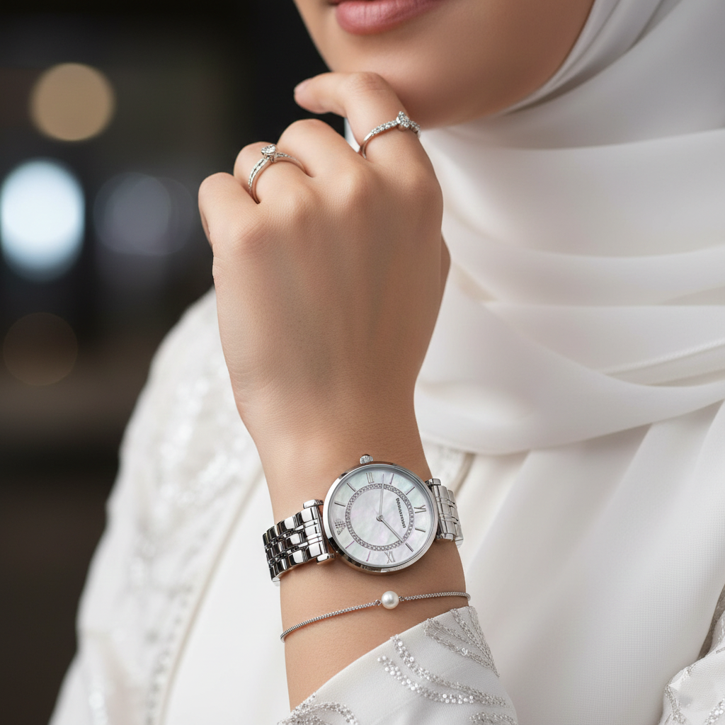 Emporio Armani AR1908 Women’s White Dial Silver Stainless Steel Gianni T-Bar Watch - Luxury Hub Store