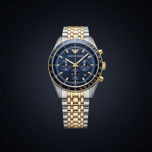 Emporio Armani AR6088 Men’s Blue Dial Two-Tone Stainless Steel Chronograph Watch - Luxury Hub Store
