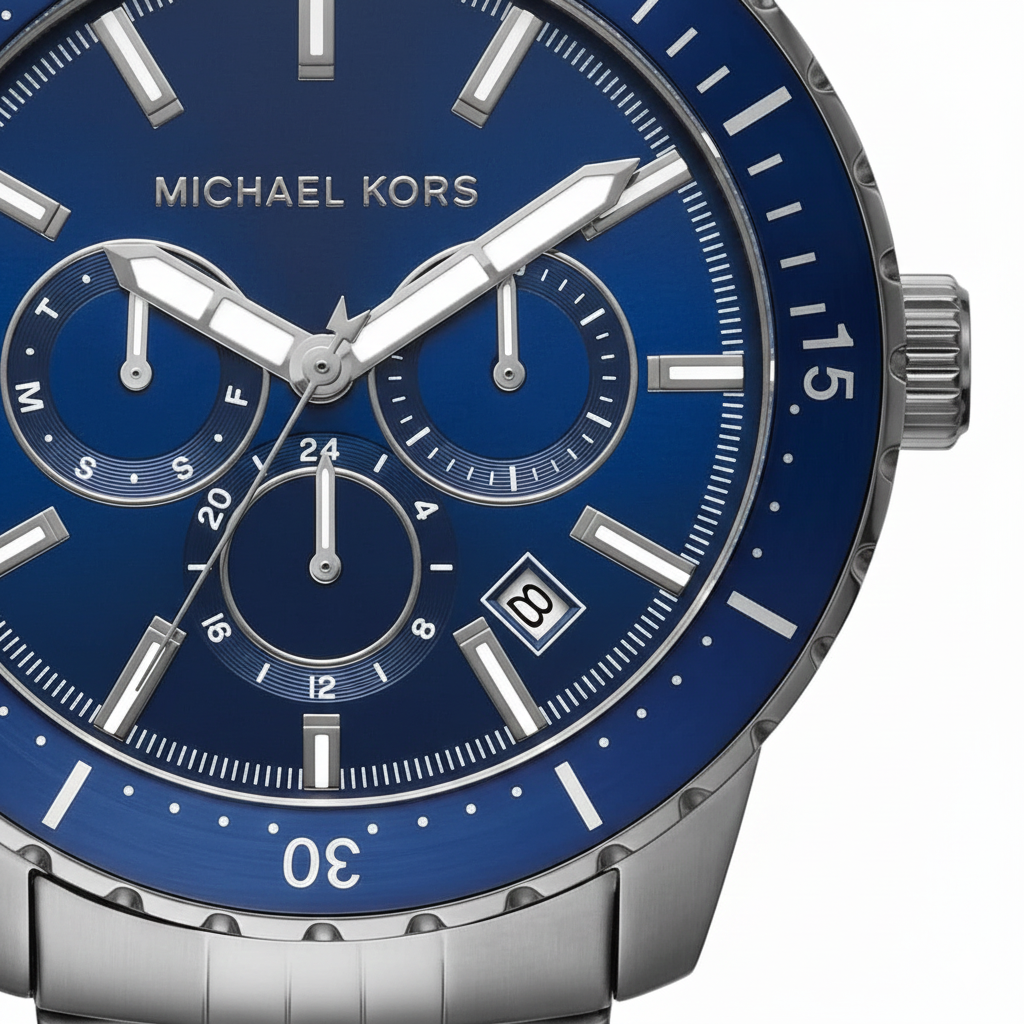 Michael Kors MK7155 Men’s Blue Dial Stainless Steel Cunningham Chronograph Watch - Luxury Hub Store