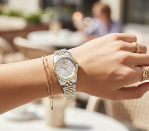 Michael Kors Lexington MK4740 Women’s Silver & Gold Dial Stainless Steel Watch - Luxury Hub Store