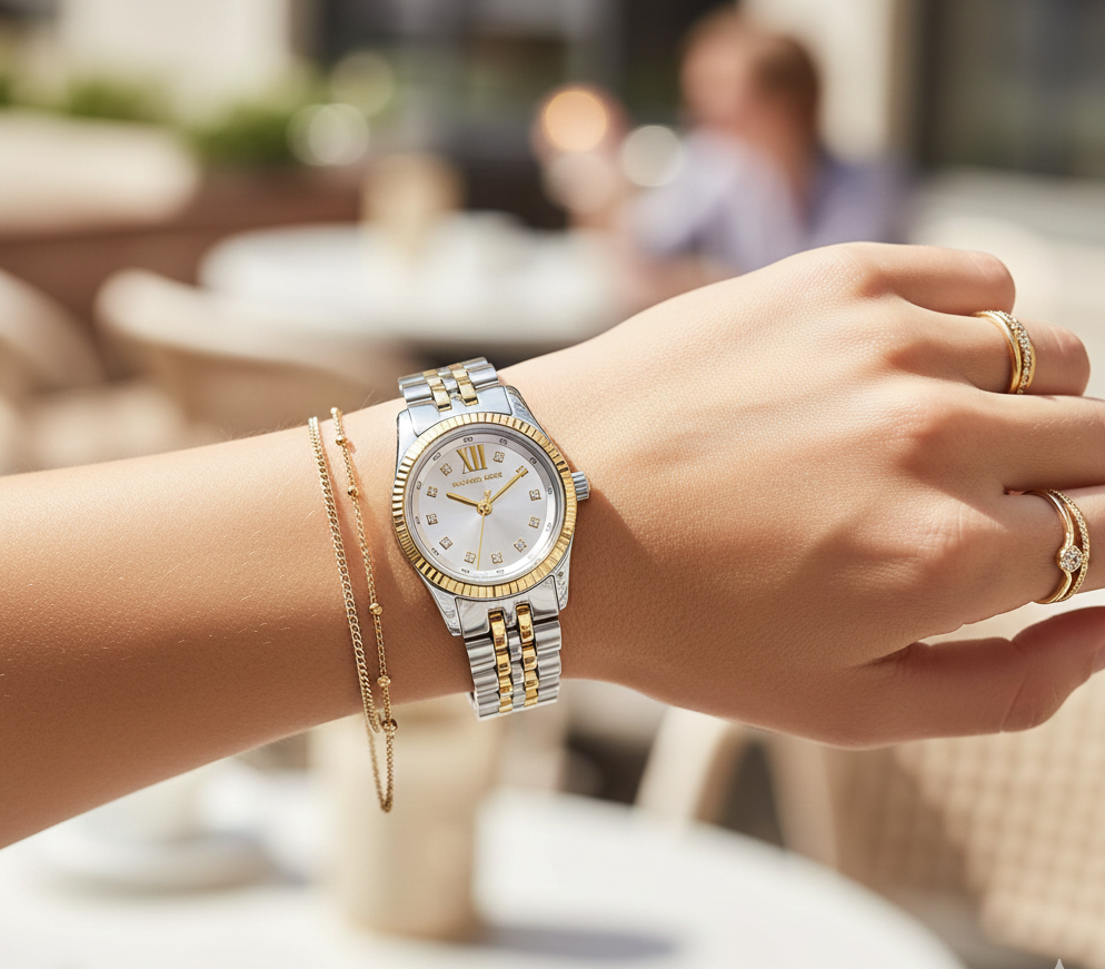 Michael Kors Lexington MK4740 Women’s Silver & Gold Dial Stainless Steel Watch - Luxury Hub Store