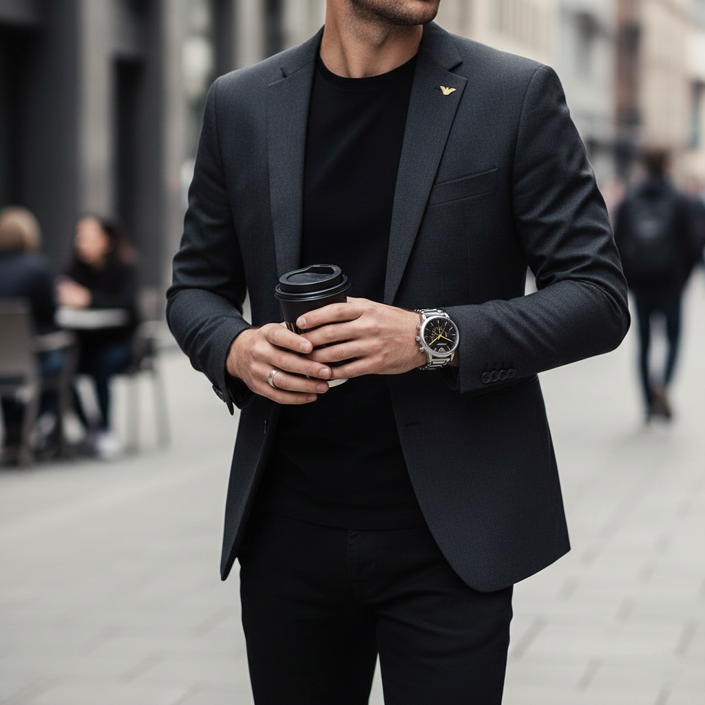 Emporio Armani AR11324 Men’s Black Dial Silver Stainless Steel Chronograph Watch - Luxury Hub Store