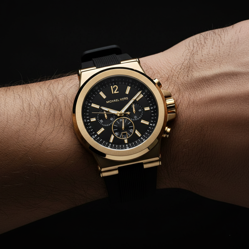 Michael Kors MK8445 Men’s Black Dial Black Rubber Strap Chronograph Watch - Luxury Hub Store