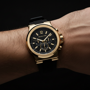 Michael Kors MK8445 Men’s Black Dial Black Rubber Strap Chronograph Watch - Luxury Hub Store