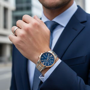 Emporio Armani AR80025 Men’s Blue Dial Two-Tone Stainless Steel Renato Chronograph Watch - Luxury Hub Store