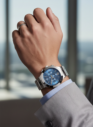 Michael Kors MK9222 Men’s Blue Dial Silver Stainless Steel Billie Chronograph Watch - Luxury Hub Store