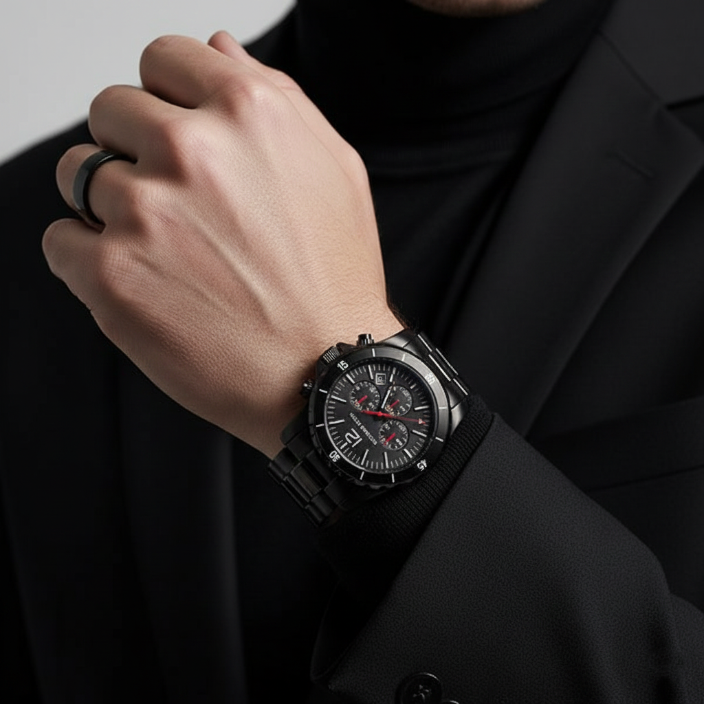 Michael Kors MK8161 Men’s Black Dial Black Stainless Steel Madison Chronograph Watch - Luxury Hub Store