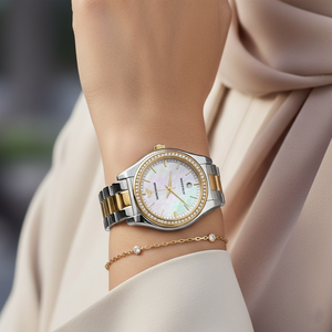 Emporio Armani AR11559 Women’s Mother of Pearl Dial Two-Tone Stainless Steel Federica Watch - Luxury Hub Store