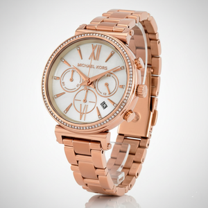 Michael Kors MK6576 Sofie Women’s Mother of Pearl Dial Rose Gold Chronograph Watch - Luxury Hub Store