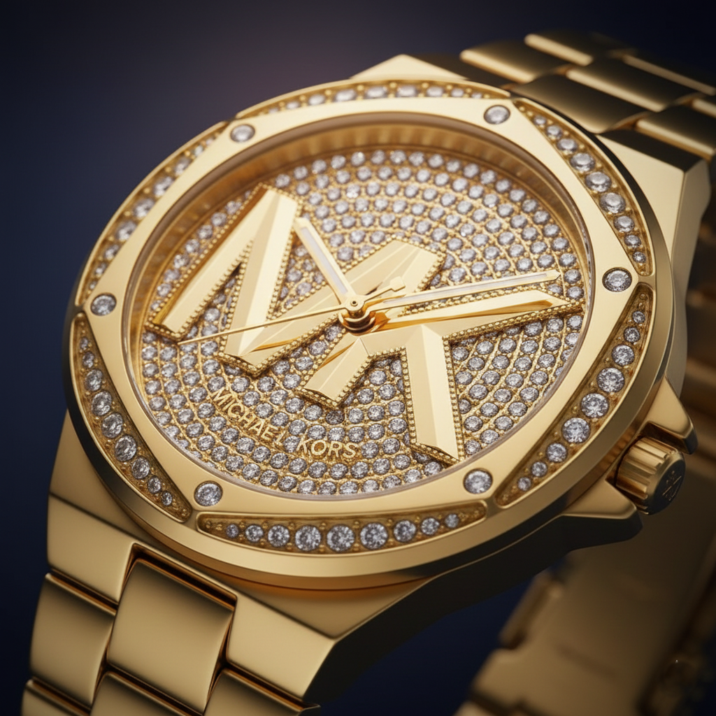 Michael Kors Lennox MK7229 Women’s Gold Crystal Dial Gold Bracelet Multi-Function Watch - Luxury Hub Store