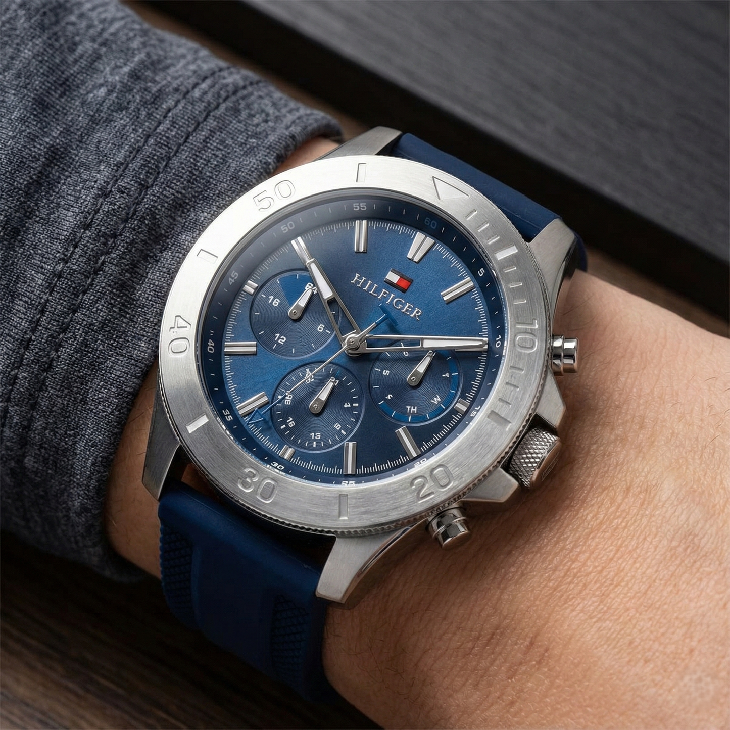 Tommy Hilfiger 1792112 Men’s Multi-Function Watch – Blue Dial & Blue Silicone Strap