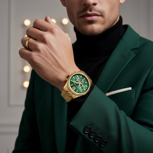 Michael Kors MK8446 Men’s Green Dial Gold Stainless Steel Lexington Chronograph Watch - Luxury Hub Store