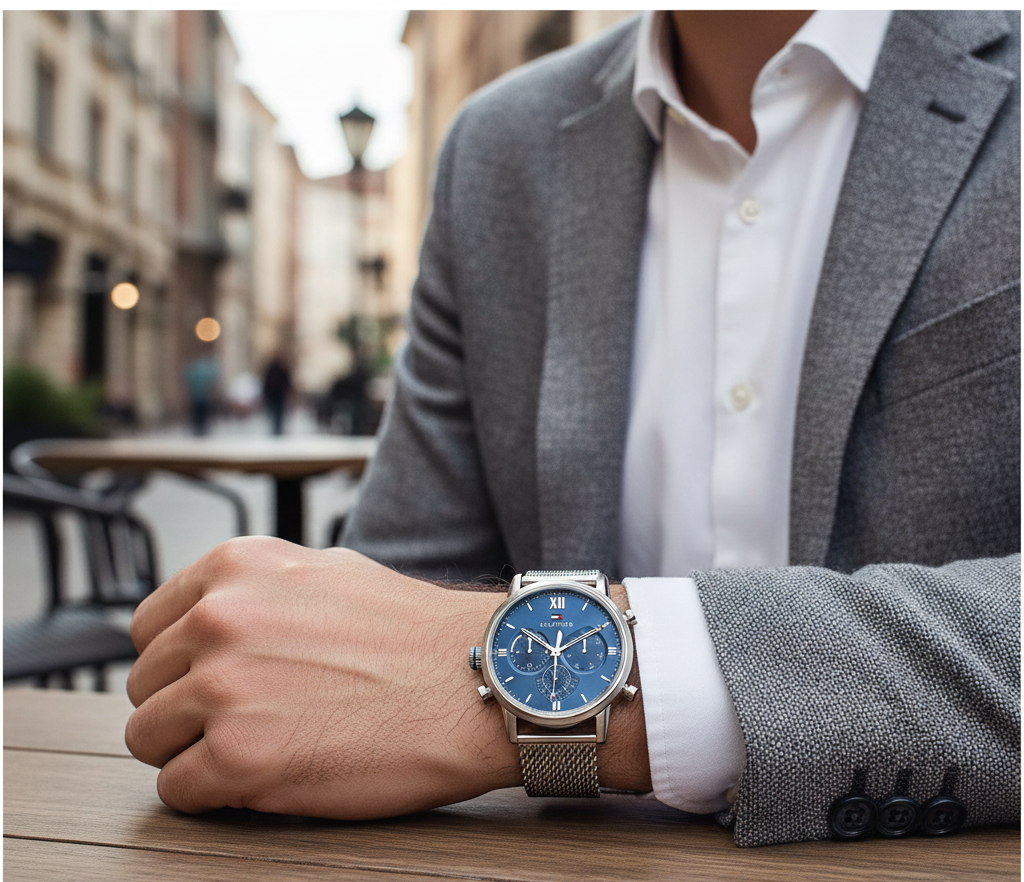 Tommy Hilfiger Sullivan 1791881 Men’s Blue Dial Silver Mesh Multi-Function Watch - Luxury Hub Store