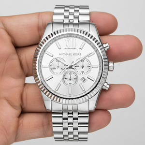 Michael Kors MK8405 Men’s Silver Dial Silver Stainless Steel Chronograph Watch - Luxury Hub Store