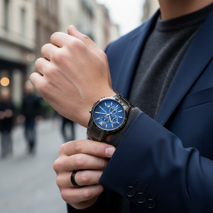 Emporio Armani AR11215 Men’s Blue Dial Gunmetal Stainless Steel Renato Watch - Luxury Hub Store