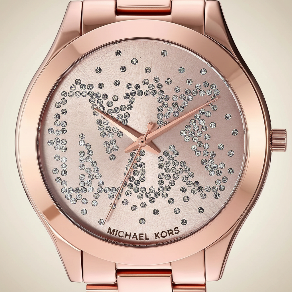 Michael Kors MK3591 Slim Runway Women’s Rose Gold Crystal Dial Stainless Steel Watch - Luxury Hub Store