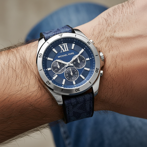 Michael Kors MK8923 Men’s Navy Blue Dial Blue Fabric Strap Chronograph Watch - Luxury Hub Store