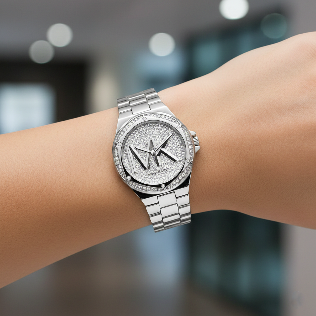 Michael Kors Lennox MK7234 Women’s Silver Crystal Dial Silver Bracelet Multi-Function Watch - Luxury Hub Store
