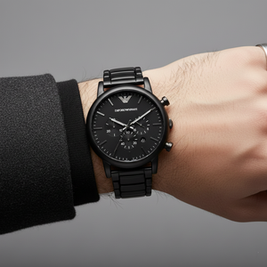 Emporio Armani AR1895 Men’s Black Dial Stainless Steel Luigi Chronograph Watch - Luxury Hub Store