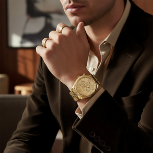 Michael Kors MK8281 Men’s Gold Dial Gold Stainless Steel Chronograph Watch - Luxury Hub Store