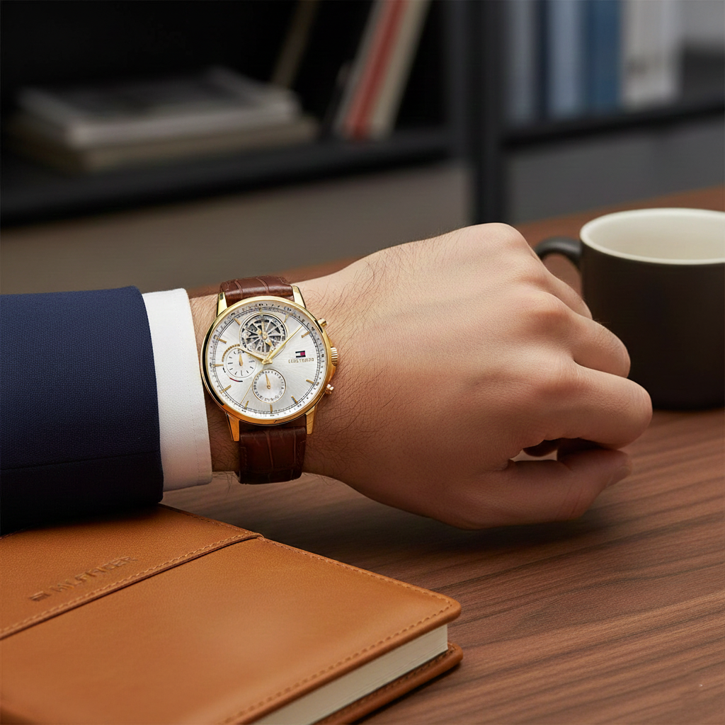 Tommy Hilfiger Men's Multi-Function Watch – Model 1710631 – Brown Leather Strap