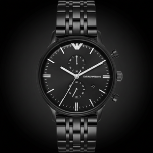 Emporio Armani AR1934 Men’s Black Dial Black Stainless Steel Chronograph Watch - Luxury Hub Store