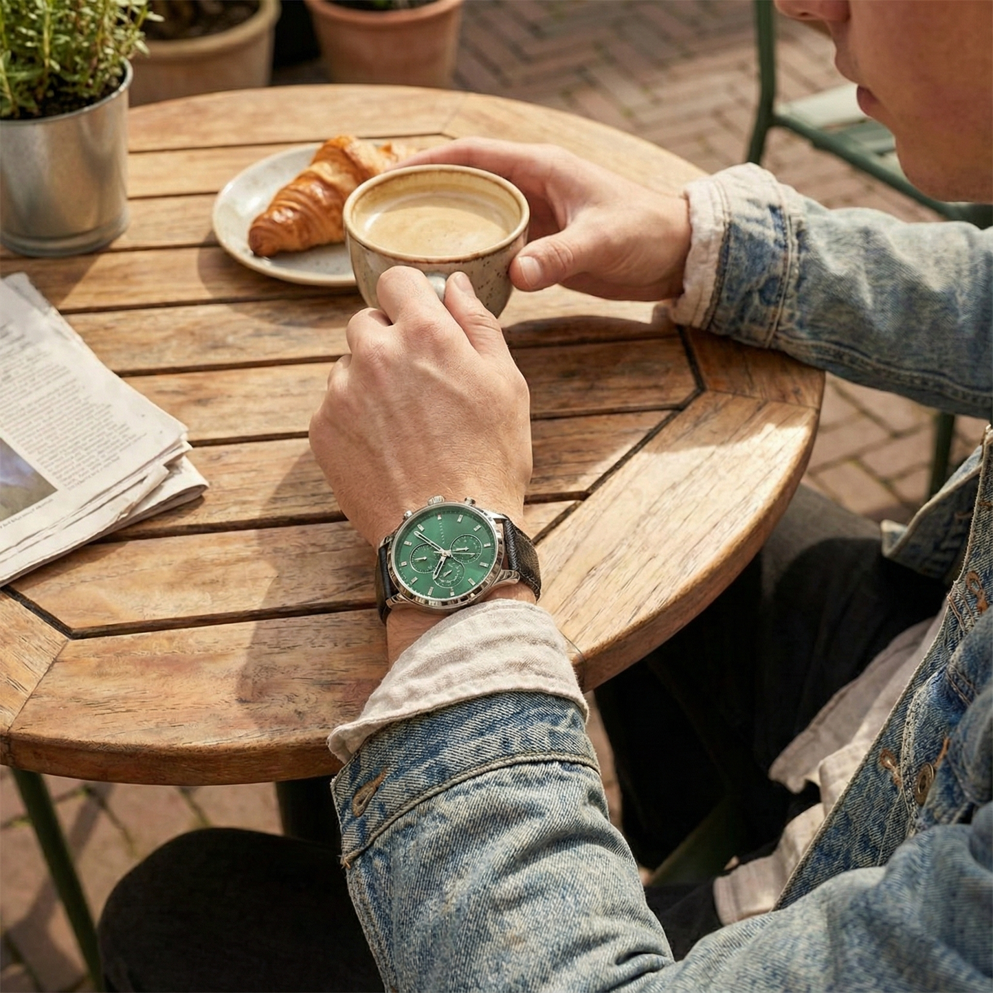 Tommy Hilfiger 1792151 Men’s Multi-Function Watch – Green Dial & Black Leather Strap