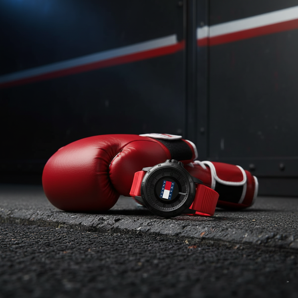 Tommy Hilfiger Houston 1792033 Men’s Watch – Black Dial & Red Silicone Strap