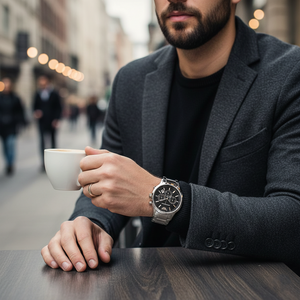 Emporio Armani AR2434 Men’s Black Dial Stainless Steel Renato Watch - Luxury Hub Store