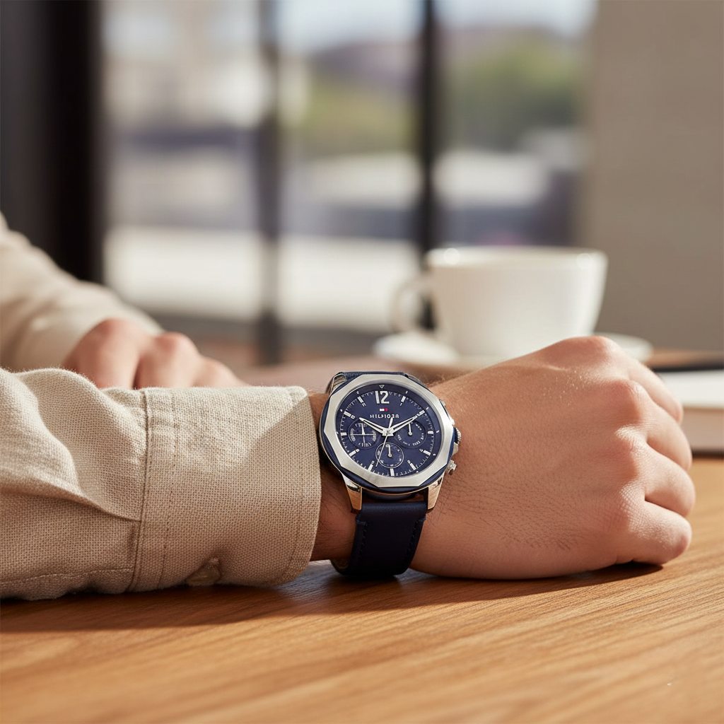 Tommy Hilfiger Men's Multi-Function Watch – Model 1792063 – Blue Leather Strap - Luxury Hub Store