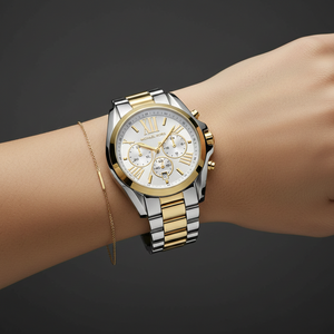 Michael Kors MK5627 Women’s White Dial Two-Tone Stainless Steel Bradshaw Watch - Luxury Hub Store