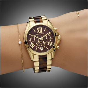Michael Kors MK5696 Women’s Brown Dial Gold Stainless Steel Bradshaw Watch - Luxury Hub Store