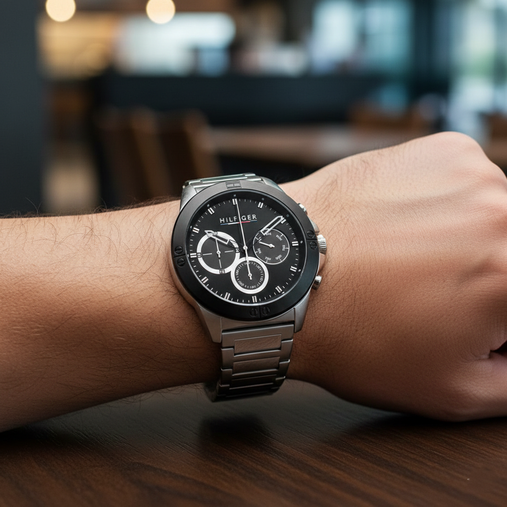 Tommy Hilfiger Harley 1791890 Men’s Black Dial Silver Metal Multi-Function Watch