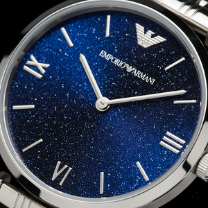 Emporio Armani AR11091 Women’s Blue Dial Silver Stainless Steel Gianni Watch - Luxury Hub Store