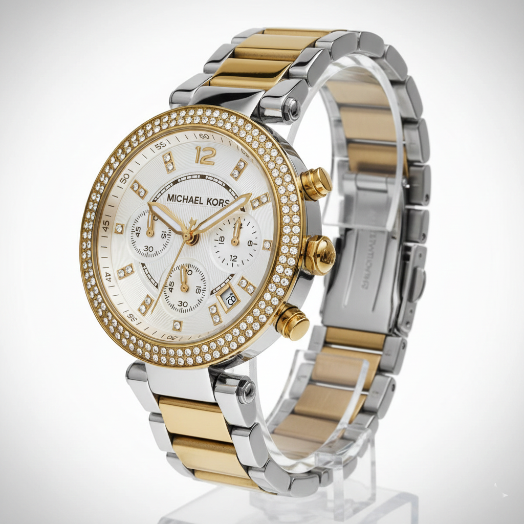 Michael Kors MK5626 Parker Women’s White Dial Two-Tone Chronograph Watch - Luxury Hub Store