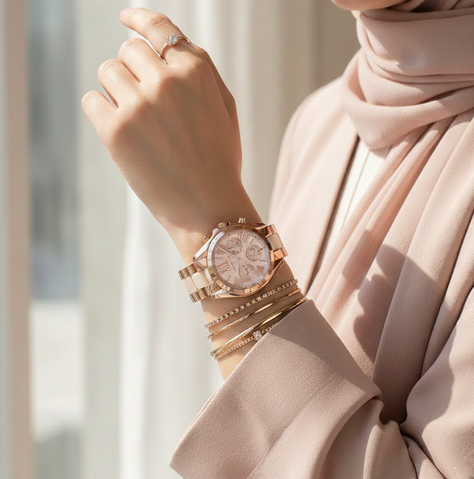 Michael Kors MK6066 Bradshaw Women’s Rose Gold Dial Rose Gold Stainless Steel Chronograph Watch - Luxury Hub Store