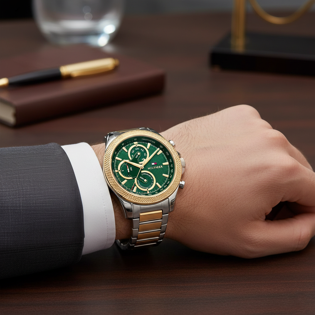 Tommy Hilfiger Men's Multi-Function Watch – Model 1792079 – Two-Tone Gold & Silver Bracelet