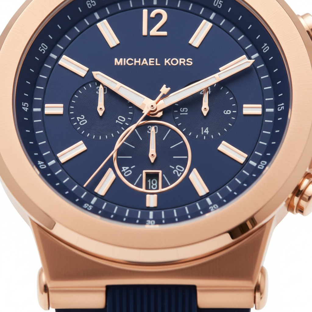 Michael Kors MK8295 Men’s Blue Dial Blue Silicone Strap Dylan Chronograph Watch - Luxury Hub Store