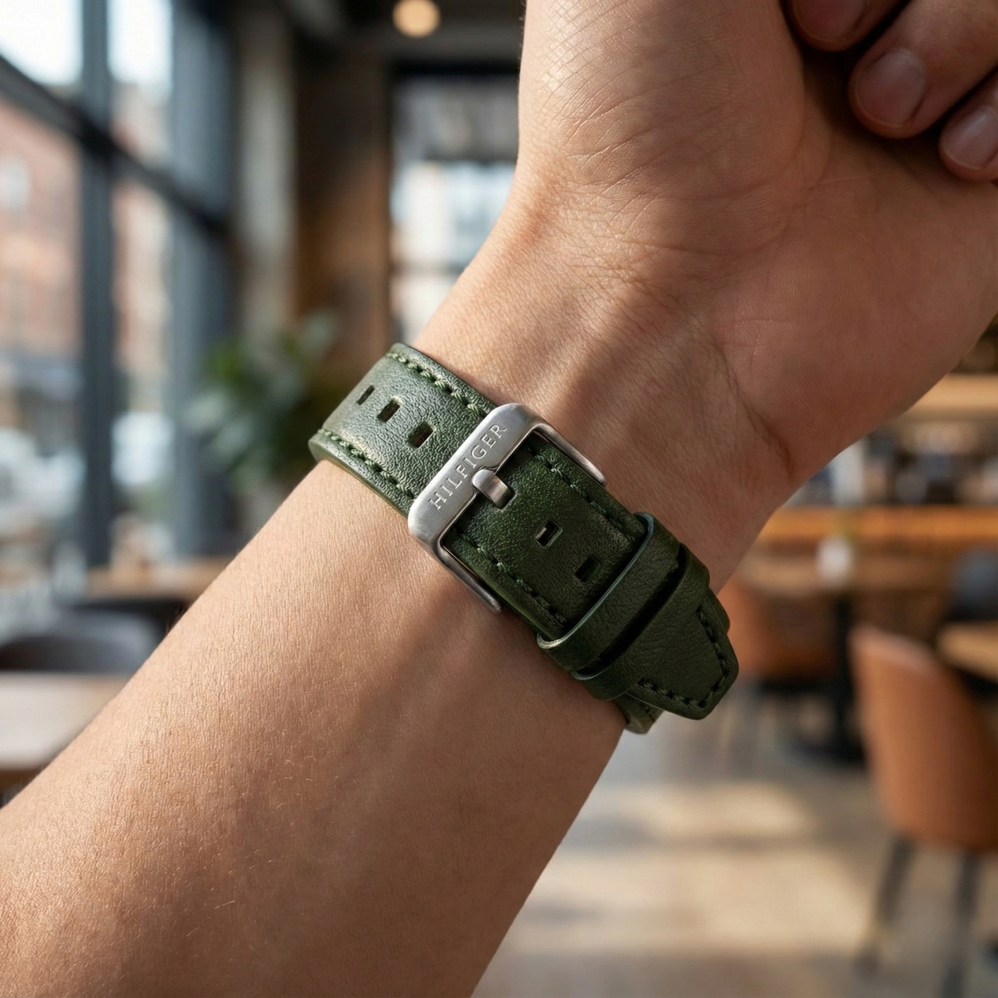 Tommy Hilfiger Chronograph Men's Watch – Model 1792188 – Green Dial & Leather Strap