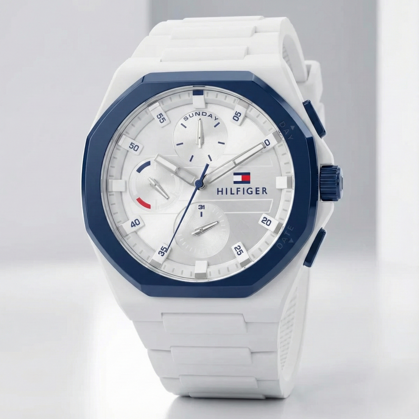 Tommy Hilfiger 1792150 Men’s Chronograph Watch – White Dial & White Rubber Strap
