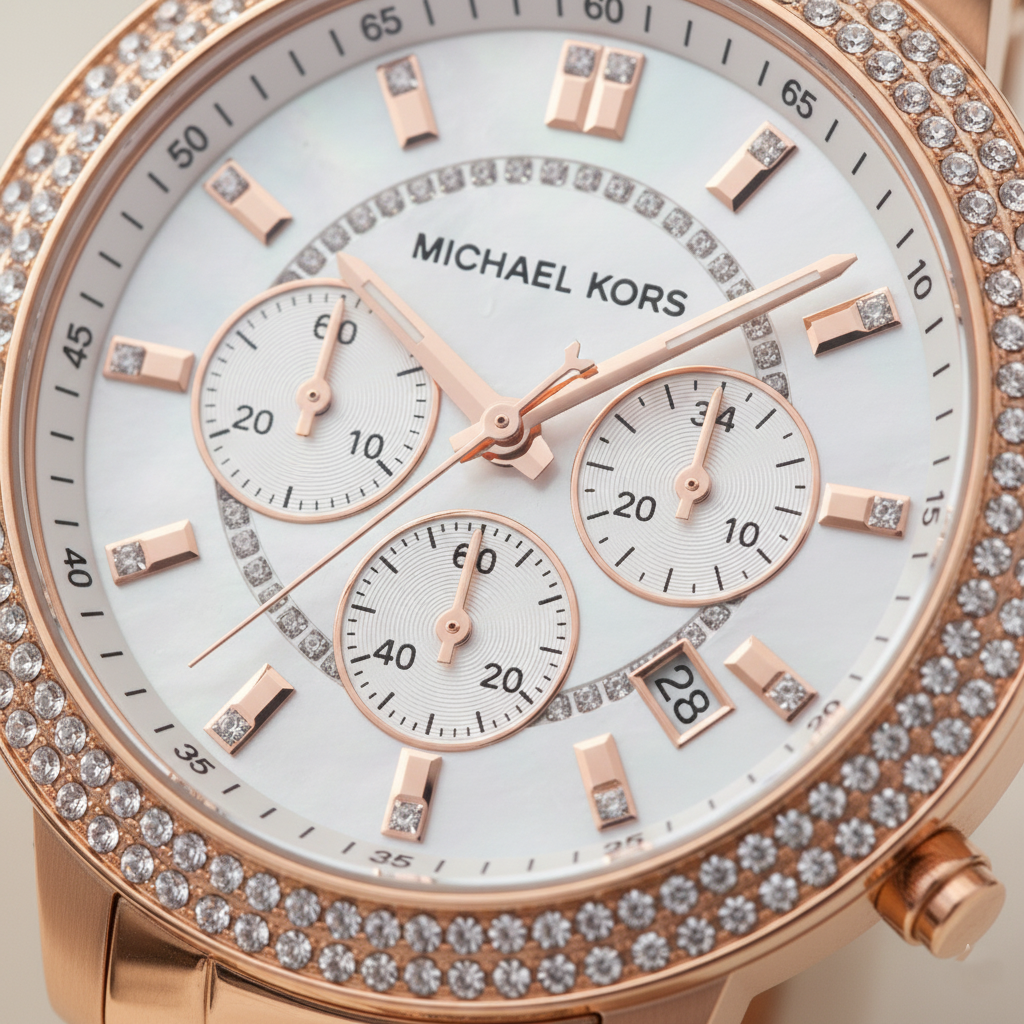 Michael Kors MK5491 Parker Women’s Mother of Pearl Dial Rose Gold Stainless Steel Chronograph Watch - Luxury Hub Store