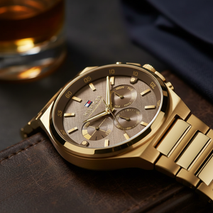 Tommy Hilfiger Men’s Watch – Gold Dial – Gold Stainless-Steel Bracelet (1792090) - Luxury Hub Store