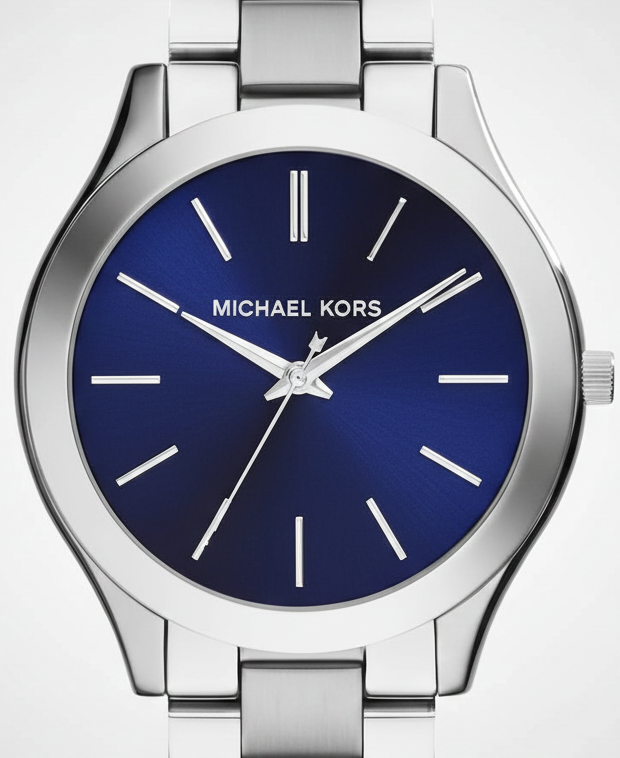 Michael Kors MK3379 Women’s Blue Dial Silver Stainless Steel Slim Watch - Luxury Hub Store