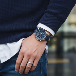 Michael Kors MK8617 Men’s Blue Dial Blue Leather Strap Gage Chronograph Watch - Luxury Hub Store