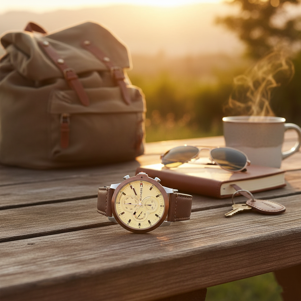 Tommy Hilfiger Jameson 1792053 Men’s Multi-Function Brown Leather Watch