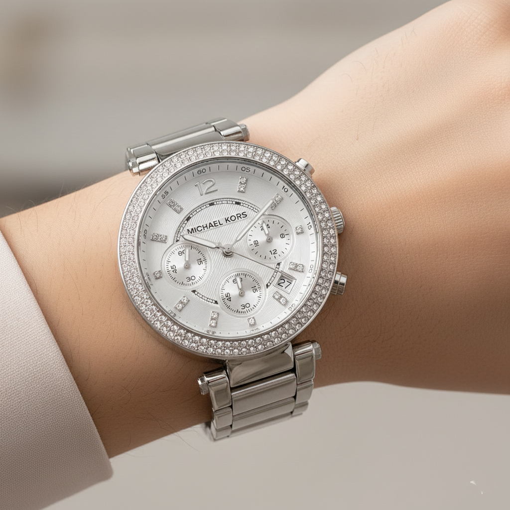 Michael Kors MK5353 Parker Women’s Silver Dial Stainless Steel Chronograph Watch - Luxury Hub Store